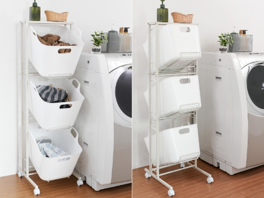 スイング式ランドリーバスケット 3段 スタイルストア